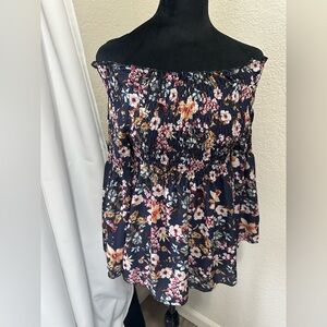 Floral Off-Shoulder Smocked Top
